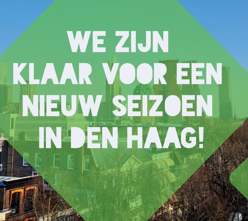 Uitzicht op de stad Den Haag met een groene achtergrond